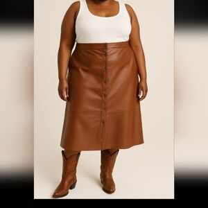 NWT City Chic Cognac PU on Point Midi Skirt Sz M (18)